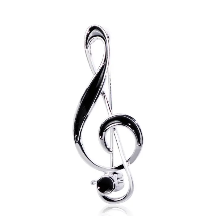 Muzieknoot broche - zwart emailleBroches