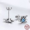 Crab shape earrings - blue crystal - 925 sterling silverEarrings