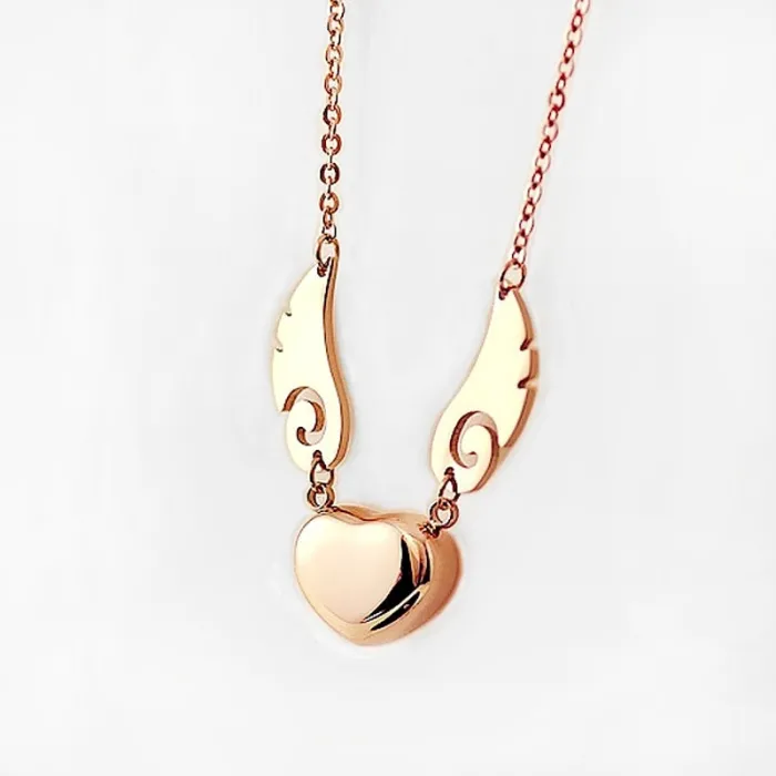 Hart / engelenvleugels hanger - met ketting - RVSHalskettingen