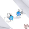 Silver octopus / blue crystal heart - earrings - 925 sterling silverEarrings