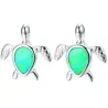 Silver turtle earrings - colorful opalEarrings