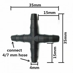 copy of Cross straight for 4/7 mm hose - 1/4 barbed connector - threaded pipe - garden micro irrigation - 20 piecesSprinklers