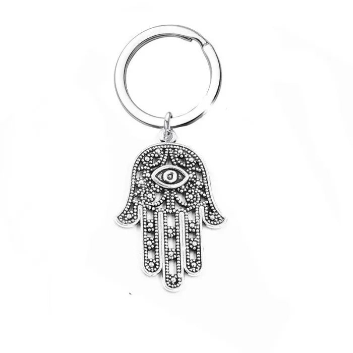 Chakra Hamsa hand / natuurlijke zeshoekige steen - sleutelhangerSleutelhangers