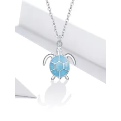 Blauwe schildpad ketting - 925 sterling zilverHalskettingen
