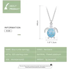 Blauwe schildpad ketting - 925 sterling zilverHalskettingen