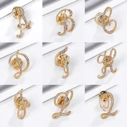 Engelse kristallen letters - alfabet - gouden brocheBroches