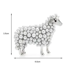 Schaap broche met parelsBroches