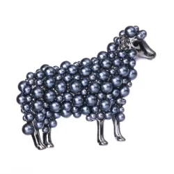 Schaap broche met parelsBroches