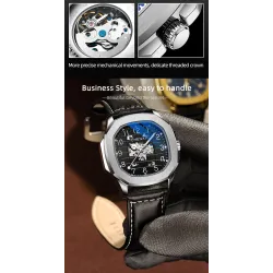 CHENXI - automatisch mechanisch quartz horloge - waterdicht - skeleton design - zilver/zwartHorloges