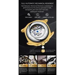 CHENXI - automatisch mechanisch quartz horloge - waterdicht - skeleton design - zilver/zwartHorloges