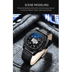 CHENXI - automatisch mechanisch quartz horloge - waterdicht - skeleton design - zilver/zwartHorloges