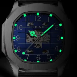 CHENXI - automatisch mechanisch quartz horloge - waterdicht - skeleton design - goud/zwartHorloges