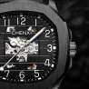 CHENXI - automatisch mechanisch quartz horloge - waterdicht - skeleton design - goud/zwartHorloges