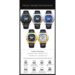CHENXI - automatisch mechanisch quartz horloge - waterdicht - skeleton design - goud/zwartHorloges