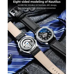 CHENXI - automatisch mechanisch quartz horloge - waterdicht - skeleton design - goud/zwartHorloges