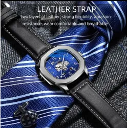 CHENXI - automatisch mechanisch quartz horloge - waterdicht - skeleton design - goud/zwartHorloges