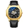 CHENXI - automatisch mechanisch quartz horloge - waterdicht - skeleton design - goud/zwartHorloges