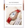 CHENXI - elegant quartz horloge met strassteentjes - waterdicht - lederen band - donkerroodHorloges