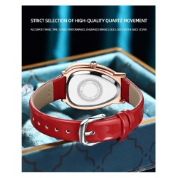 CHENXI - elegant quartz horloge met strassteentjes - waterdicht - lederen band - zwartHorloges
