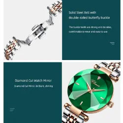 CHENXI - luxe Quartz horloge - rosé goud - edelstaal - waterdicht - groenHorloges