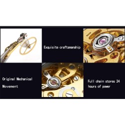 CHENXI - automatisch vierkant horloge - hol gesneden ontwerp - lederen band - zilver / groenHorloges