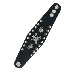 Brede leren armband - klinknagels - schedel - punkstijlArmbanden