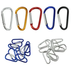 Metalen karabijnhaak - sleutelhanger - clip-lock gesp - D-vorm - 10 stuksSleutelhangers
