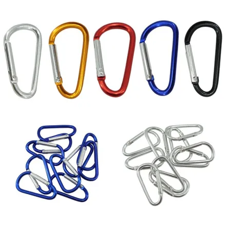 Metalen karabijnhaak - sleutelhanger - clip-lock gesp - D-vorm - 10 stuksSleutelhangers