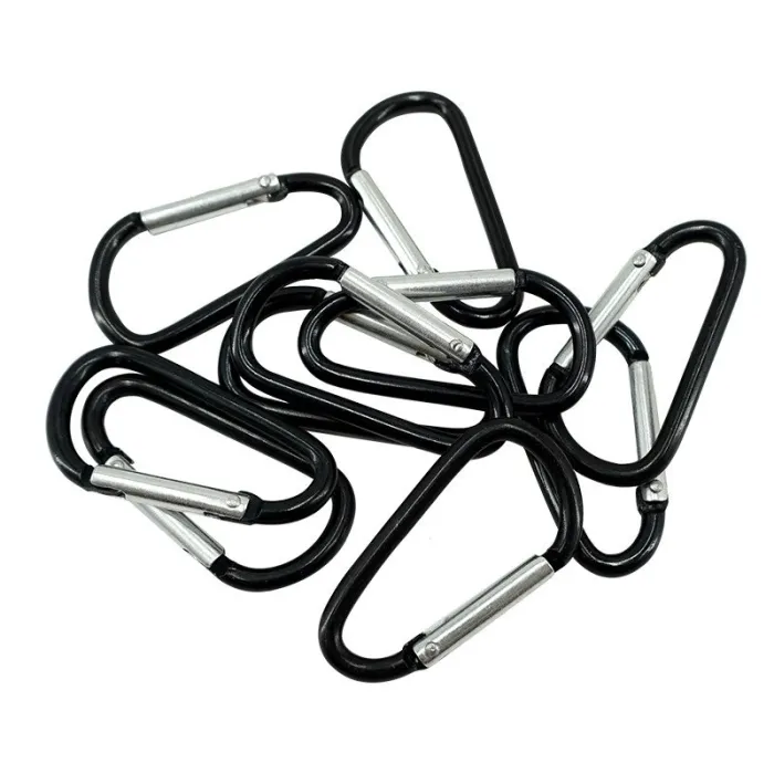 Metal carabiner - keychain - clip-lock buckle - D-shape - 10 piecesKeyrings