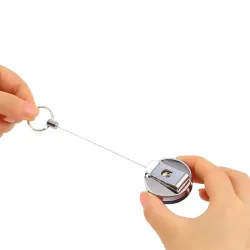 Intrekbare staaldraad - elastische ketting - roestvrijstalen sleutelhangerSleutelhangers