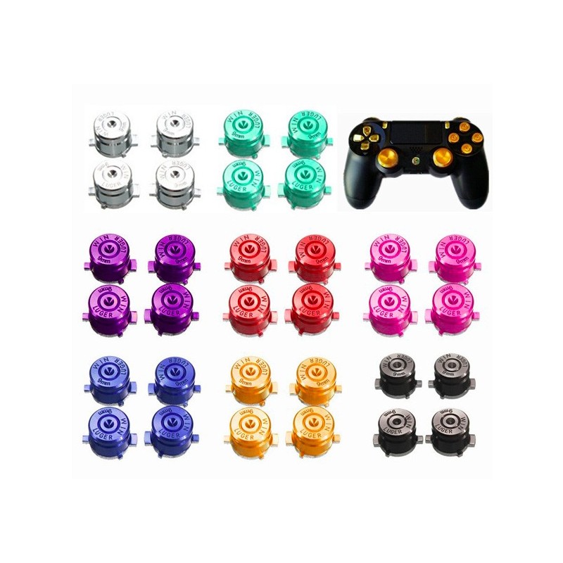 Metalen knoppen - bullet action buttons - voor Playstation 4 / 3 controller - 4 stuksController