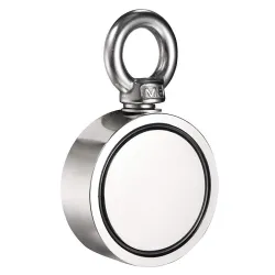 Dubbelzijdige neodymium magneet - vismagneet - met oogbout - 300Kg - D60mmMagneten