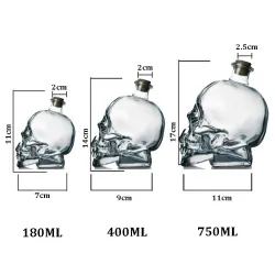 Schedelvormige glazen karaf - voor wodka / whisky / wijn - 180ml - 400ml - 750mlBar producten