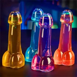 Penisvormig drinkglas - met rietjes / trechter - 150 ml - 2 stuksBar producten