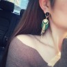 Long earrings - wooden leaves / black beadsEarrings