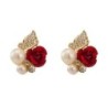 Elegante oorknopjes - rode roos / parels / vlinder - kristallenOorbellen