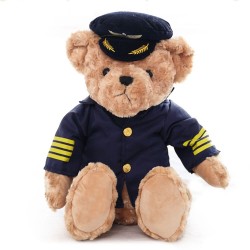 Piloot/kapitein teddybeer - stewardess - knuffelKnuffels