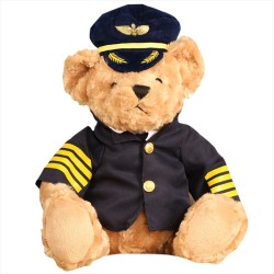 Piloot/kapitein teddybeer - stewardess - knuffelKnuffels