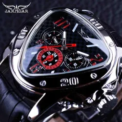 JARAGAR - luxe automatisch horloge - lederen band - driehoeksvormHorloges
