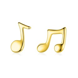 Gouden muzieknoten - oorknopjes - 925 Sterling zilverOorbellen