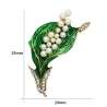 Groen blad / parels / kristallen - elegante brocheBroches