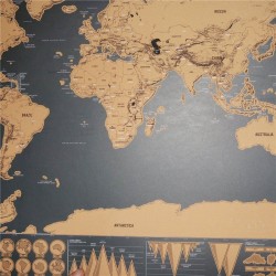 Zwarte kraskaart - wereldreiskaart - muurstickerMuurstickers