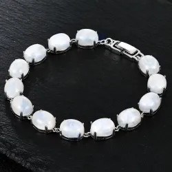 Elegante armband - natuurlijke maanlichtsteen - 925 sterling zilverArmbanden