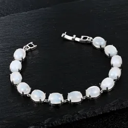 Elegante armband - natuurlijke maanlichtsteen - 925 sterling zilverArmbanden
