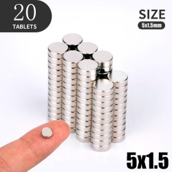 N35 - neodymium magneet - sterke schijf - 5mm * 1.5mm - 20 stuksN35