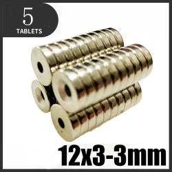 N35 - neodymium magnet - strong disc - 12mm * 3mm - with 3mm holeN35
