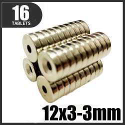 N35 - neodymium magnet - strong disc - 12mm * 3mm - with 3mm holeN35