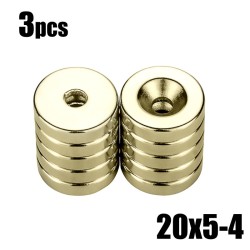 N35 - neodymium magnet - strong disc - 20mm * 5mm - with 4mm hole - 3 piecesN35