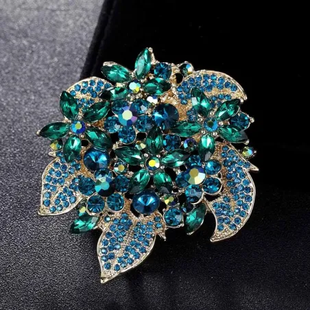 Groene kristallen bloemen brocheBroches