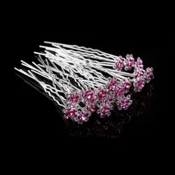 Zilveren haarspeldjes - kleurrijke roosjes/kristallen - 20 stuksHaarspelden